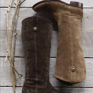 Frye Melissa Button Suede Leather Riding Boots